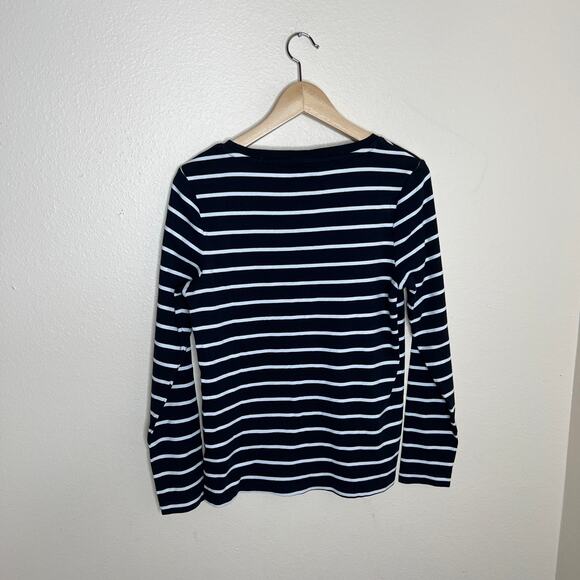 Tommy Hilfiger Long Sleeve Navy White Stripe Tee Large - Picture 6 of 9